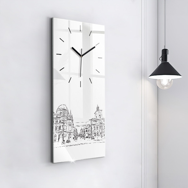 Ceas vertical de perete din sticlă Ilustrația orașului Poznań