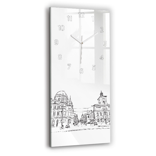 Ceas vertical de perete din sticlă Ilustrația orașului Poznań
