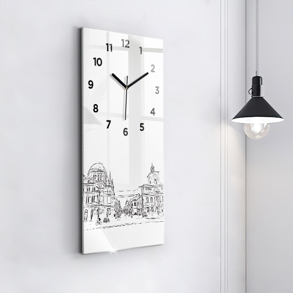 Ceas vertical de perete din sticlă Ilustrația orașului Poznań