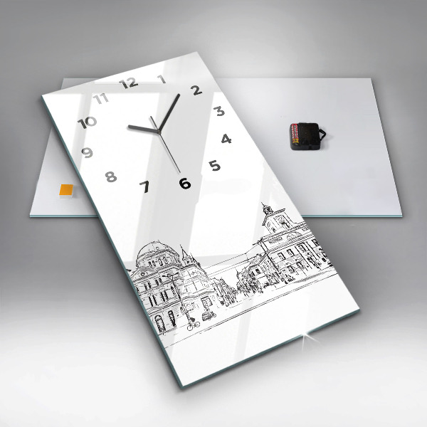 Ceas vertical de perete din sticlă Ilustrația orașului Poznań