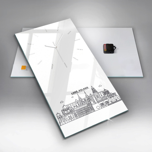 Ceas vertical de perete din sticlă Panorama arhitecturii Łódź