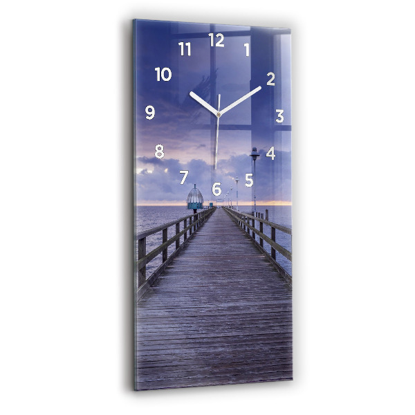Ceas vertical de perete din sticlă Pier pe Marea Baltică