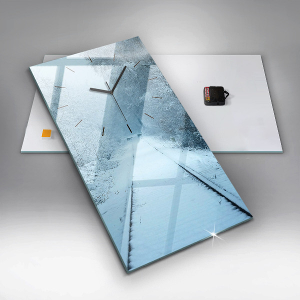 Ceas vertical de perete din sticlă Căprioare pe șine