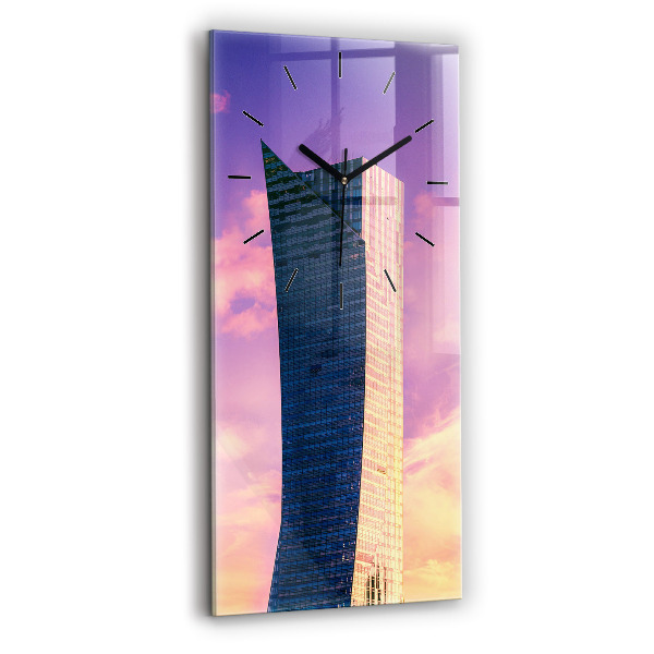 Ceas vertical de perete din sticlă Zgârie-nori din Varșovia