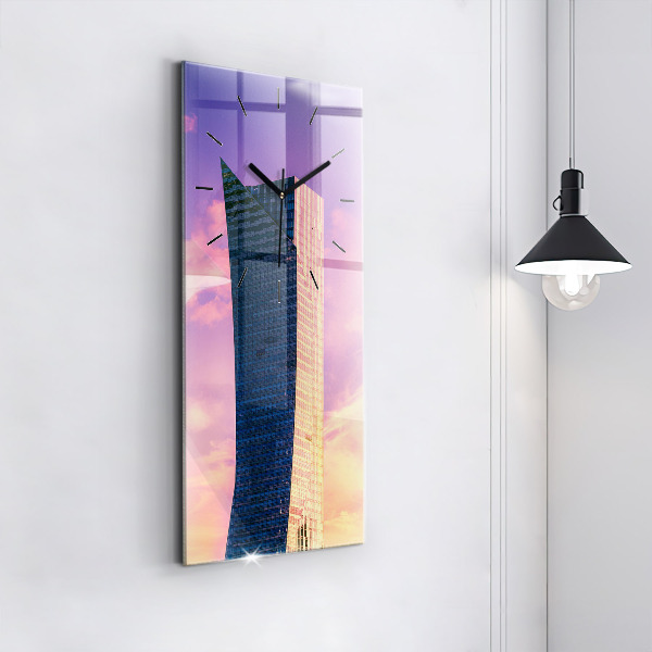 Ceas vertical de perete din sticlă Zgârie-nori din Varșovia