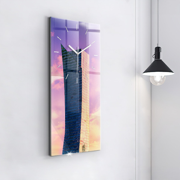 Ceas vertical de perete din sticlă Zgârie-nori din Varșovia