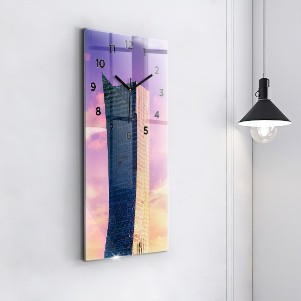Ceas vertical de perete din sticlă Zgârie-nori din Varșovia