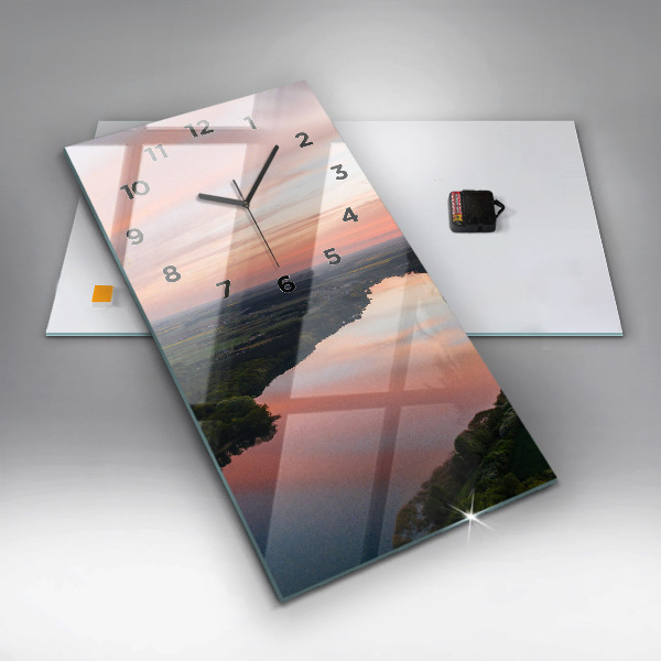 Ceas vertical de perete din sticlă Vedere la lac