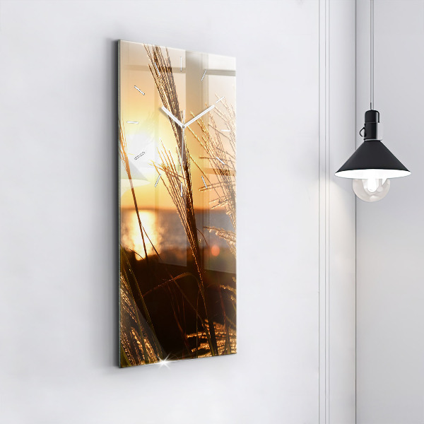 Ceas vertical de perete din sticlă Grâu în soarele auriu