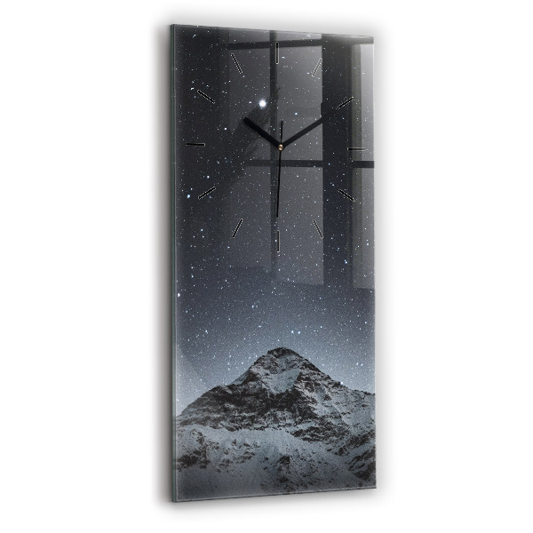 Ceas vertical de perete din sticlă Munte sub stele