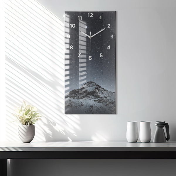 Ceas vertical de perete din sticlă Munte sub stele