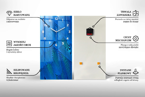 Ceas vertical de perete din sticlă Munții la apus