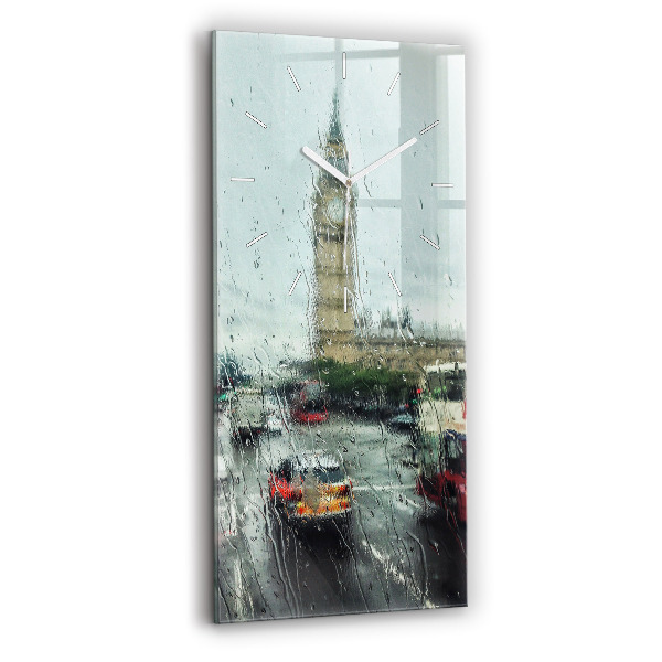 Ceas vertical de perete din sticlă Londra ploioasă