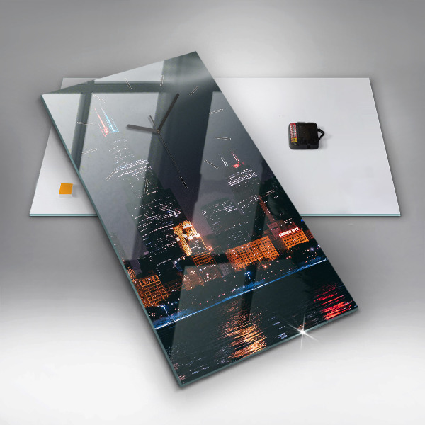Ceas vertical de perete din sticlă Peisajul urban din Chicago