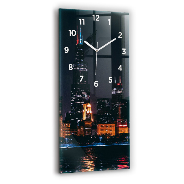 Ceas vertical de perete din sticlă Peisajul urban din Chicago