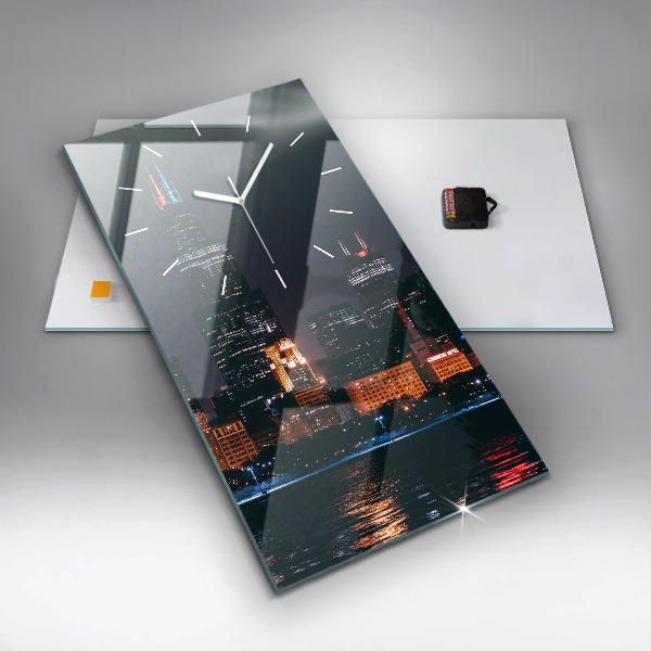 Ceas vertical de perete din sticlă Peisajul urban din Chicago