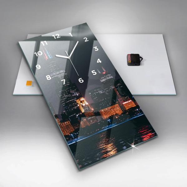Ceas vertical de perete din sticlă Peisajul urban din Chicago