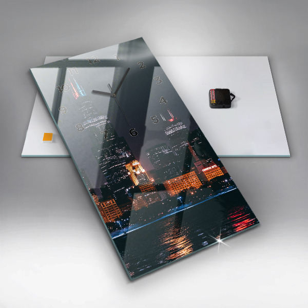 Ceas vertical de perete din sticlă Peisajul urban din Chicago