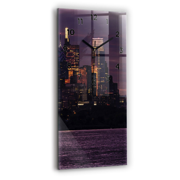 Ceas vertical de perete din sticlă Orizontul orașului Philadelphia