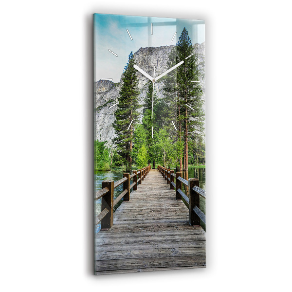Ceas vertical de perete din sticlă Pod de lemn Yosemite