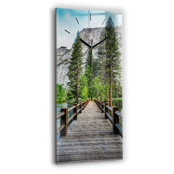 Ceas vertical de perete din sticlă Pod de lemn Yosemite