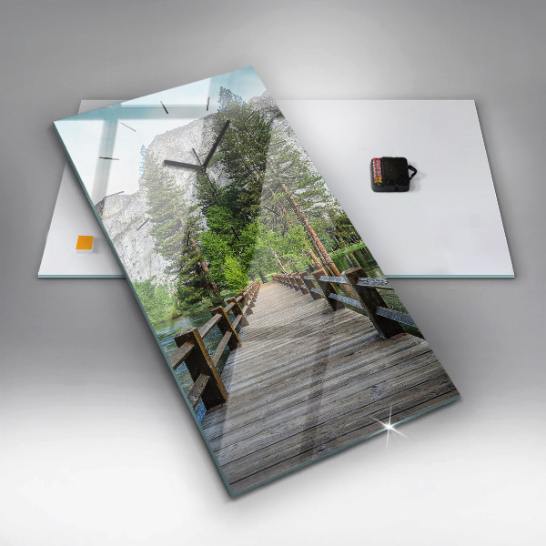 Ceas vertical de perete din sticlă Pod de lemn Yosemite