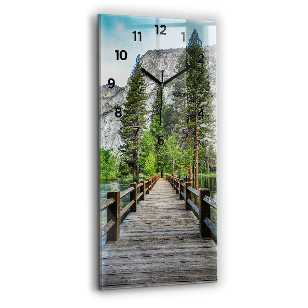 Ceas vertical de perete din sticlă Pod de lemn Yosemite