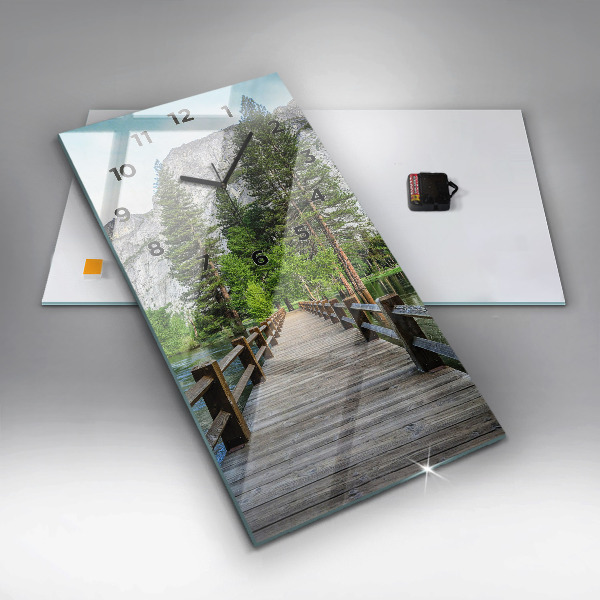 Ceas vertical de perete din sticlă Pod de lemn Yosemite