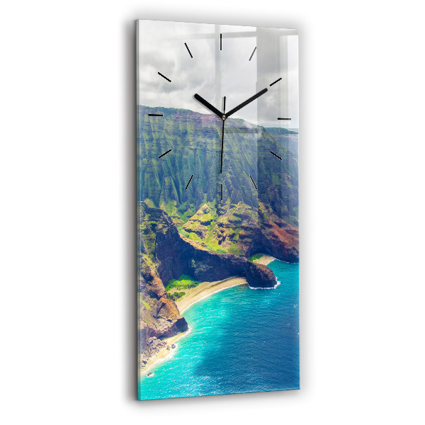 Ceas vertical de perete din sticlă Marea în Hawaii