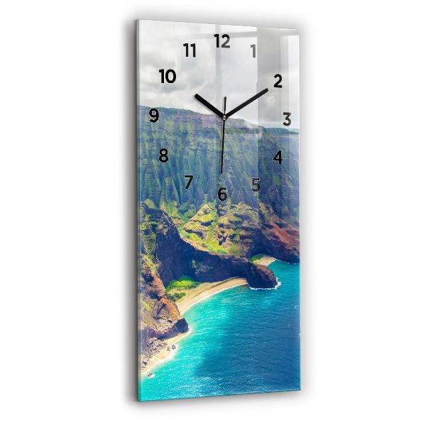 Ceas vertical de perete din sticlă Marea în Hawaii