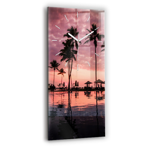 Ceas vertical de perete din sticlă Palmieri din Hawaii