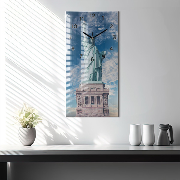 Ceas vertical de perete din sticlă Statuia Libertății New York