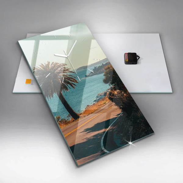 Ceas vertical de perete din sticlă Palmieri în Malibu