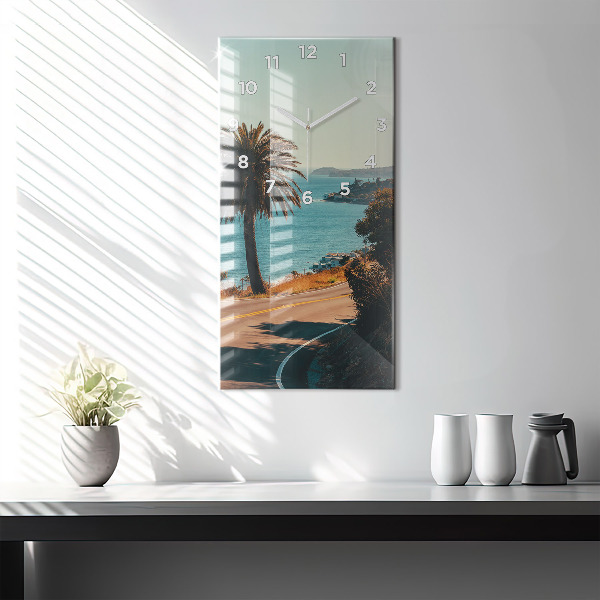 Ceas vertical de perete din sticlă Palmieri în Malibu