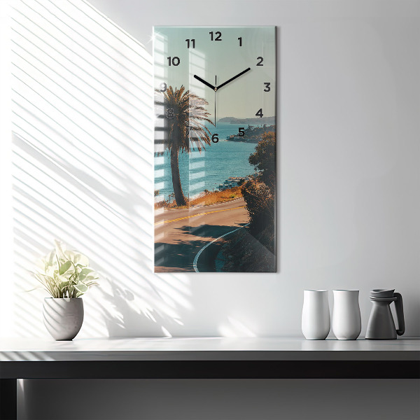 Ceas vertical de perete din sticlă Palmieri în Malibu