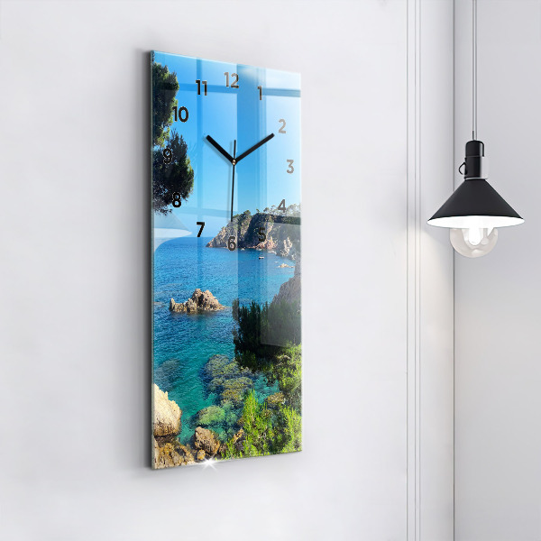 Ceas vertical de perete din sticlă Coasta Costa Brava