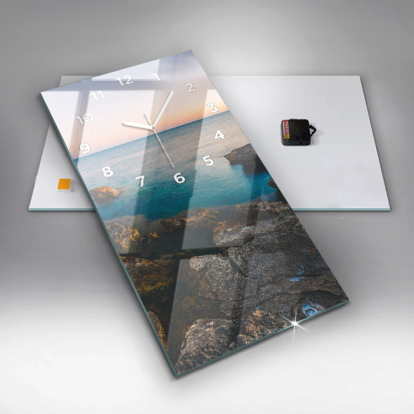 Ceas vertical de perete din sticlă Peisaj maritim