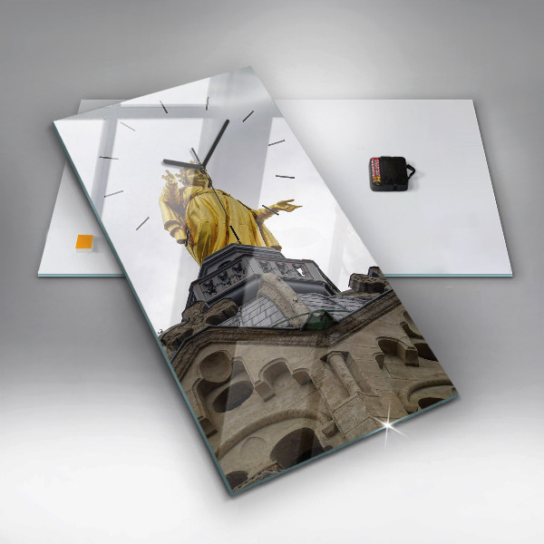 Ceas vertical de perete din sticlă Statuia Maicii Domnului din Lyon