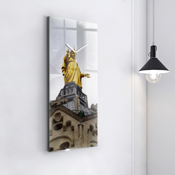 Ceas vertical de perete din sticlă Statuia Maicii Domnului din Lyon