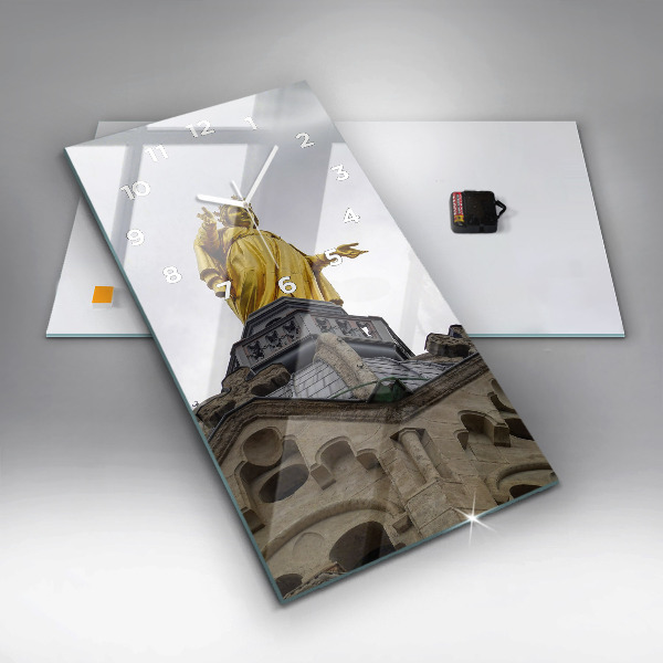 Ceas vertical de perete din sticlă Statuia Maicii Domnului din Lyon