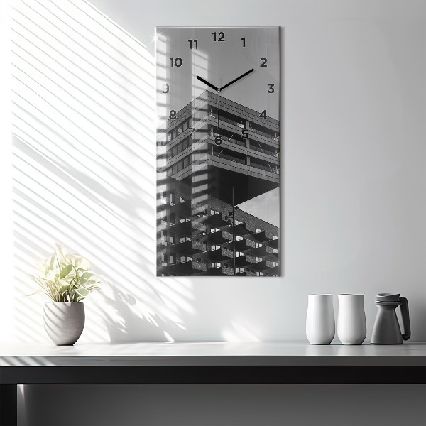 Ceas vertical de perete din sticlă Arhitectura la Amsterdam