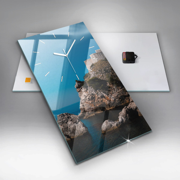 Ceas vertical de perete din sticlă Stânci din Dubrovnik