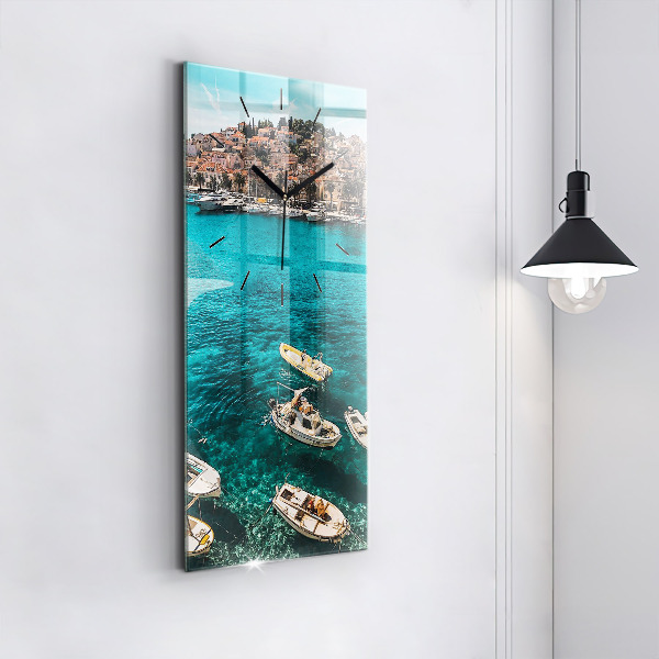 Ceas vertical de perete din sticlă Bărci în Croația