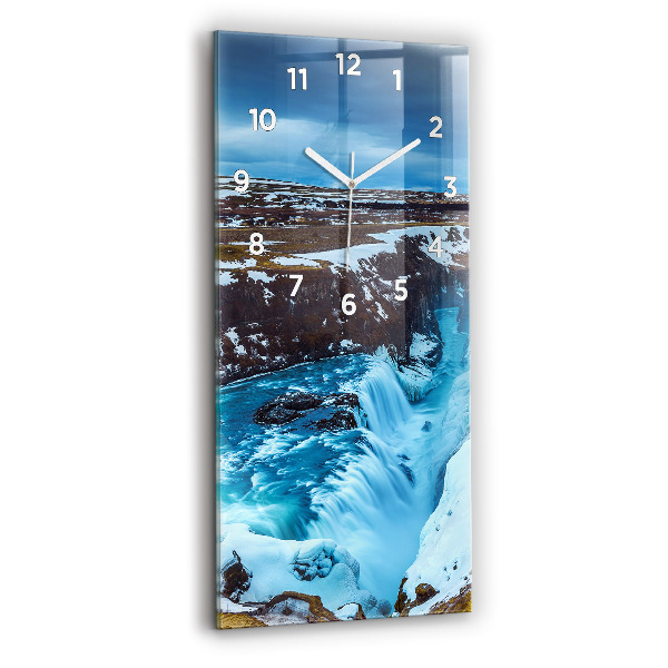 Ceas vertical de perete din sticlă Cascada Gullfoss din Islanda