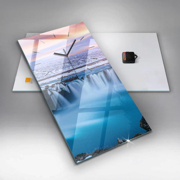 Ceas vertical de perete din sticlă Cascada Godafoss Islanda