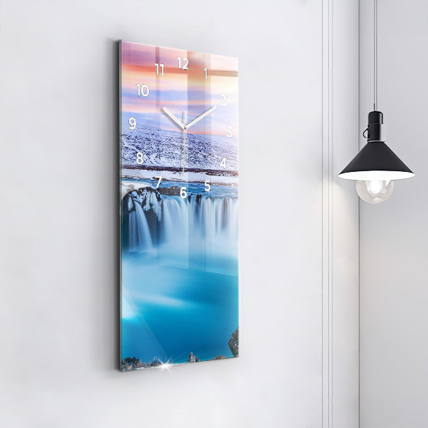 Ceas vertical de perete din sticlă Cascada Godafoss Islanda