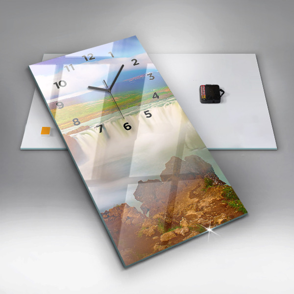 Ceas vertical de perete din sticlă Godafoss în Islanda