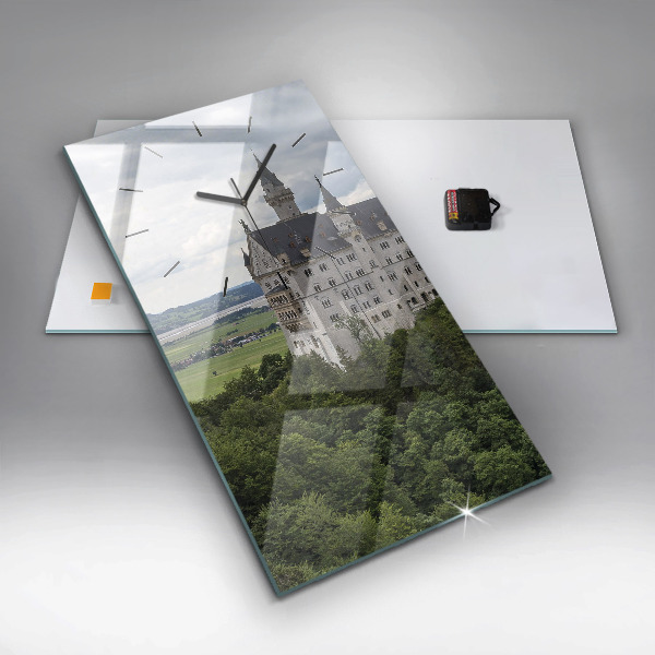 Ceas vertical de perete din sticlă Castelul Neuschwanstein
