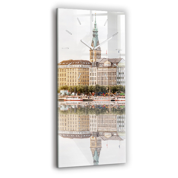 Ceas vertical de perete din sticlă Râul Hamburg Germania