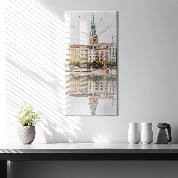 Ceas vertical de perete din sticlă Râul Hamburg Germania
